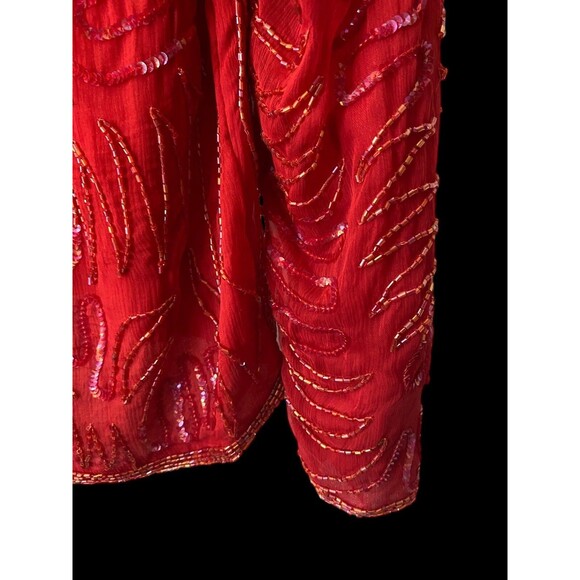 Blouse Womens Plus Size XL Silk Sequins Beaded Embroidered Vintage Gatsby - Picture 16 of 16